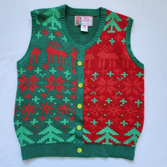 Merry Christmas Sweaters - Christmas Sweater Vest Red Green Ugly Sweater Party Festive Holiday Winter Cute